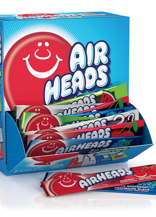 Airheads Full-Size Bars, Six Assorted Fruit Flavors, Easter Candy Bulk Variety, Easter Basket Essentials Stuffers, Individually Wrapped Taffy, 60 Count Box