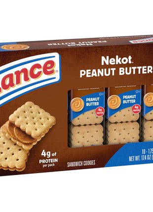 Lance Sandwich Cookies, Nekot Peanut Butter, 10 Individually Wrapped Packs, 6 Sandwiches Each
