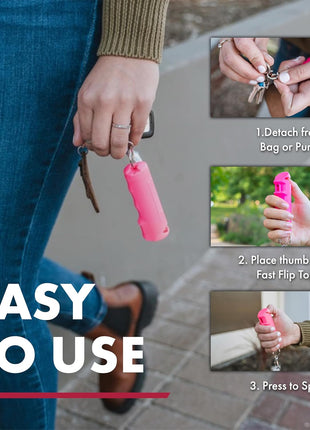 SABRE Pepper Spray - Fast Flip Top, Snap-Clip Keychain, Easy to Use & Carry, Maximum Police Strength OC Spray With UV Dye For Self Defense, 10 Second Spray Time, Finger Grip for Faster Aim,0.54 fl oz