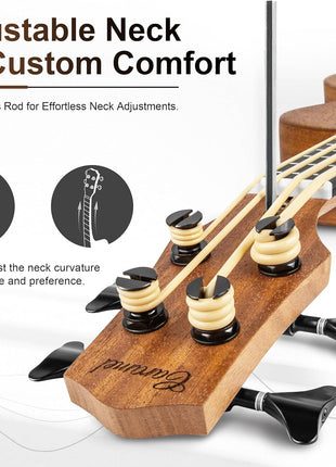Caramel CUB402 Electric 30inch All Solid Wood Mahogany Ukulele Bass   Tuned as E A D G