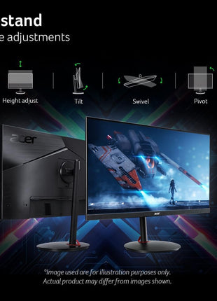 Acer Nitro 27 inch WQHD 2560 x 1440 PC Gaming IPS Monitor | AMD FreeSync Premium Up to 180Hz Refresh 0.5ms DCI-P3 95% 1 Display Port 1.2 & 2 HDMI 2.0 XV271U M3bmiiprx,Black