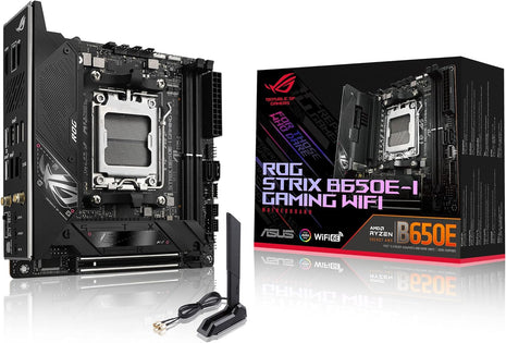 ASUS ROG Strix B650E-I Gaming WiFi AMD B650 AM5 RyzenTM Desktop 9000 8000 & 7000 mini-ITX mITX Motherboard, 10+2 Power Stages, DDR5, 2X M.2 Slot, PCIe 5.0, 2.5G LAN, WiFi 6E, USB 3.2 Gen 2x2 Type-C