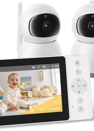 Baby Monitor, Baby Monitor with Camera and Audio, Secure No WiFi, Pan Tilt Video Camera with Night Vision, VOX, 2-Way Talk, 1300ft, Portable Video Audio Monitor Ideal for Baby/Elderly/Pet