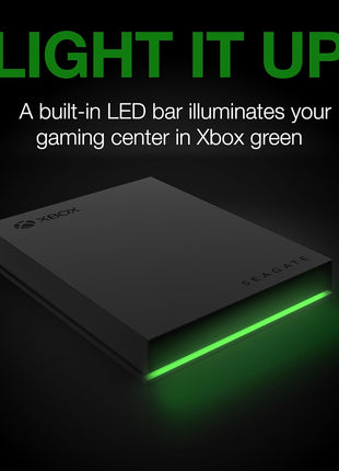 Seagate Game Drive for Xbox 4 TB External Hard Drive Portable HDD - USB 3.2 Gen 1, Black with built-in green LED bar, Xbox Certified, 3 year Rescue Services(STKX4000402)