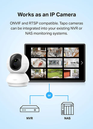 Tapo TP-Link 2K Pan Tilt Security Camera for Baby Monitor, Dog Camera w/Motion Detection, 2-Way Audio Siren, Night Vision, Cloud &SD Card Storage (Up to 256 GB), Works with Alexa & Google Home (C210)