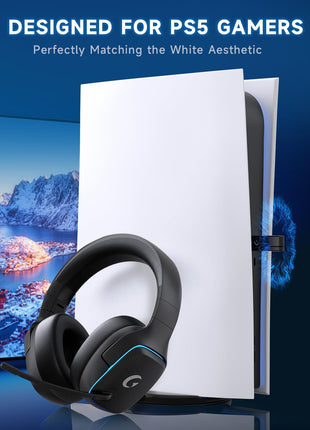 Gvyugke 2.4GHz Wireless Gaming Headsets for PS5, PS4, PC, Switch - Bluetooth 5.3 Gaming Headphones with Noise Canceling Mic, 7.1 Surround Sound, 70H Battery, Blue Lighting - Matte Black