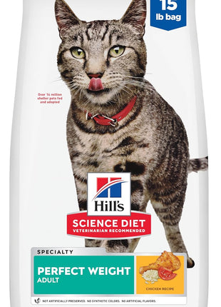 Hill's Science Diet Perfect Weight, Adult 1-6, Weight Management Support, Dry Cat Food, Chicken Recipe, 7 lb Bag