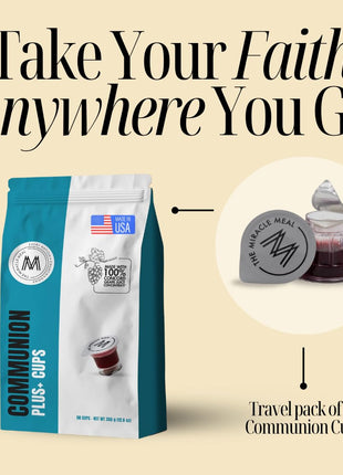 PACK IT HUB Travel Pack - The Miracle Meal Pre-Filled Communion Plus+ Cup - Bag of 50 with Wafer and 100% Concord Grape Juice