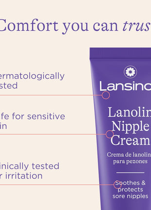 Lansinoh Lanolin Nipple Cream Safe for Breastfeeding Baby, 100% Natural Nipple Butter, Breastfeeding Essentials for Postpartum Moms, 1.41 Ounces