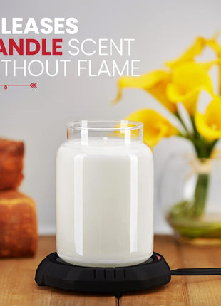Candle Warmer Plate Safely Releases Scents Without a Flame  Used as Candle Jar Warmer, Candle Melter, Coffee Warmer, Mug Warmer, Cup Warmer in Your Home & Office (Black)