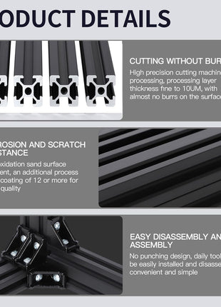 4pcs 1220mm T Slot 2020 Aluminum Extrusion European Standard Anodized Linear Rail for 3D Printer Parts and CNC DIY Black