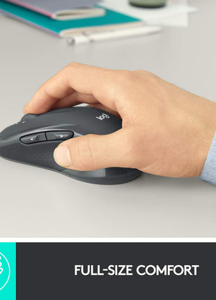 Logitech M510 Full Size Ambidextrous 2.4 GHz Wireless Mouse | 2.4 GHz USB-A Nano Receiver, tilt-to-scroll function, 2-year battery life, Windows Mac Linux compatible, certified for Chrome
