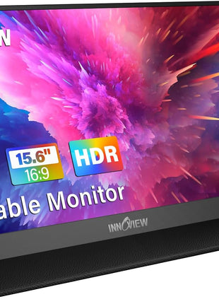 InnoView Portable Monitor, 15.6 Inch FHD 1080P HDMI USB C Second External Monitor for Laptop, Desktop, MacBook, Phones, Tablet, PS5/4, Xbox, Switch, Built-in Speaker with Protective Case