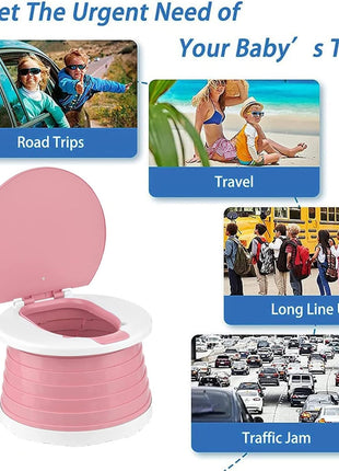 SunnySmile,Travel Potty,Car Potty for Toddler,Portable Toilet for Kids | Portable Toilet for Kids with 45 Liners,for Toddler Travel, Camping, Foldable, Indoor/Outdoor Use