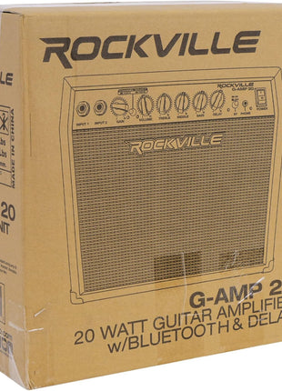 Rockville G-AMP 20W Guitar Amplifier Combo with Bluetooth, Delay, Dual Guitar Inputs, Clean/Overdrive, EQ Controls, Portable for Practice and Small Gigs