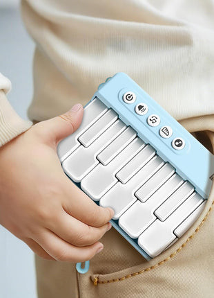 iPlay, iLearn Toddler Mini Piano Toy, Pocket Travel Musical Piano Kids 1-3 | Portable Musical Instrument Toys W/ Rainbow Lights, Music Interactive Birthday Gift 2 4 5 6 Year Old Boy Girl Child-Blue
