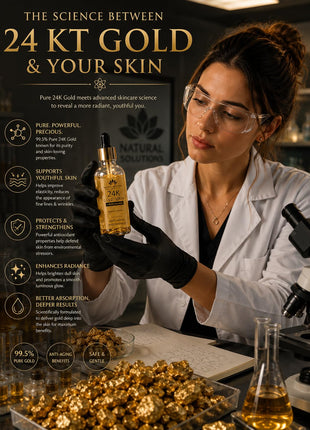 24K Gold Serum with 99.5% Pure Gold, Anti-Aging Anti-Wrinkle Face Serum, Gold Niacinamide Liquid Natural Solutions N.M.S.