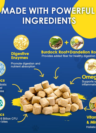 Probiotics & Salmon Fish Oil for Dogs Skin and Coat & Digestive Health