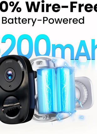 2026 Upgraded 2K Security Cameras Wireless Outdoor, Free Cloud Storage, 1-6 Months Battery Life, Waterproof, 2-Way Talk, AI Motion Detection Spotlight Siren Alarm Cameras for Home Security