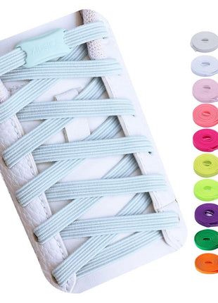 Booyckiy No Tie Elastic Shoelaces for Kids, Adults and Elderly, Adjustable Tieless Shoe Laces for Sneakers Boots and Casual Shoes - 16 Colors, 41 inch, White