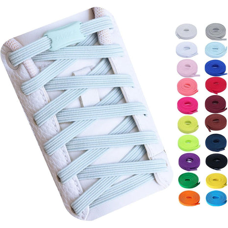 Booyckiy No Tie Elastic Shoelaces for Kids, Adults and Elderly, Adjustable Tieless Shoe Laces for Sneakers Boots and Casual Shoes - 16 Colors, 41 inch, White