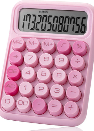 Mr. Pen Mechanical Switch Calculator - 12 Digit Large LCD Display, Pink with Big Buttons