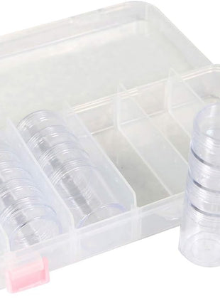 Everything Mary 28-Jar Bead Storage Organizer – Large Clear Case for Diamond Painting, Jewelry & Craft Beads – Durable Plastic Box with Screw-Top Jars for Diamond Art & Small Supplies