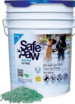 Safe Paw Pet-Safe Ice Melt, Salt & Chloride-Free Deicer, 35 Lbs - Non-Corrosive, Dog-Friendly Snow Melter for Concrete, Wood Decks, Driveways & Sidewalks, 100 Sq. Ft. Coverage Per Pound