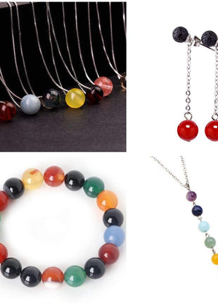 Natural Stone Beads 100pcs Round Genuine Real Stone Beading Loose Gemstones Hole Size 1mm DIY Smooth Bead for Bracelet Necklace Earrings Jewelry Making(Natural Stone Beads Multicolor, 8mm)