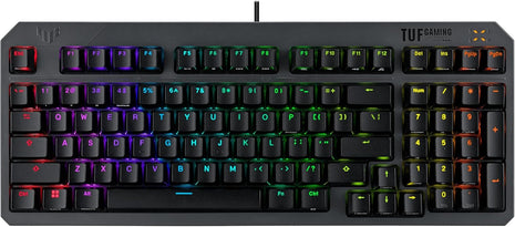 ASUS TUF Gaming K3 Gen II Wired USB Gaming Keyboard – 97-Key Compact Layout, Optical-Mechanical Blue (Clicky) Switches, PBT Keycaps, Detachable Top Plate, IP57 Waterproofing, PC/Mac Support - Black