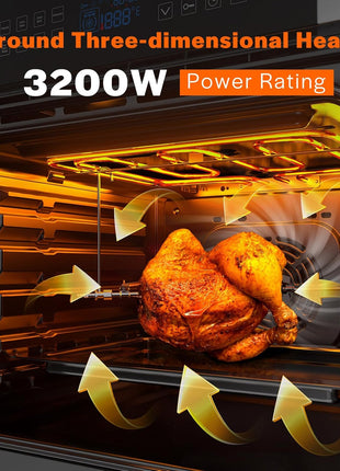 Empava 24" 10 Cooking Functions W/ Rotisserie Electric LED Digital Display Touch Control Built-in Convection Single Wall Oven EMPV-24WOC02 | Deluxe 360° ROTISSERIE with Sensitive Touch Control EMPV-24WOC02