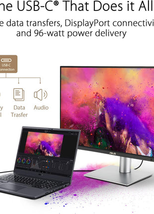 ASUS ProArt Display 27 inch 4K HDR Professional Monitor (PA279CRV) - IPS, UHD (3840 x 2160), 99% DCI-P3/Adobe RGB, ΔE < 2, Calman Verified, USB-C PD 96W, DisplayPort, Daisy-Chain, Ergonomic, 3yr Warranty
