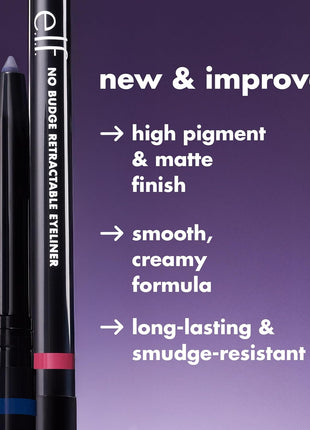 e.l.f. No Budge Retractable Eyeliner, Creamy, Ultra-Pigmented & Waterproof, Creates Bold & Defined Lines, Vegan & Cruelty-Free, Black