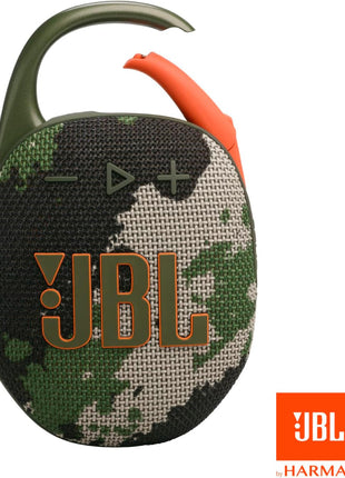 JBL Clip 5 - Ultra-Portable, Waterproof & Dustproof Bluetooth Speaker, Big Pro Sound with Punchy bass, Integrated Carabiner, Up to 12 Hours of Play, Made in Part with Recycled Materials (Squad)