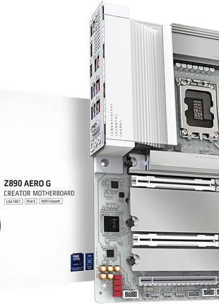 GIGABYTE Z890 AERO G Intel Core Ultra (Series 2) LGA 1851 Motherboard, ATX, DDR5, 5xM.2, PCIe 5.0, Thunderbolt 4, WIFI7, Dual 2.5Gbe LAN, EZ-Latch