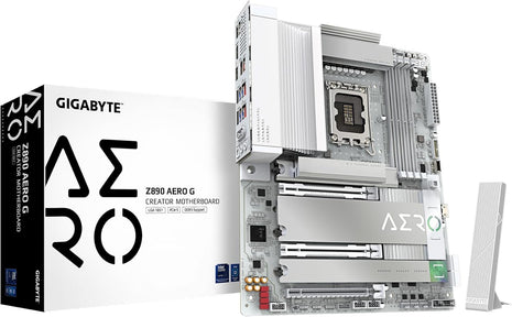 GIGABYTE Z890 AERO G Intel Core Ultra (Series 2) LGA 1851 Motherboard, ATX, DDR5, 5xM.2, PCIe 5.0, Thunderbolt 4, WIFI7, Dual 2.5Gbe LAN, EZ-Latch