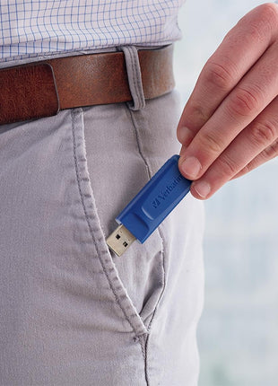 Verbatim 64GB USB 2.0 Flash Drive - Cap-Less & Universally Compatible - Blue