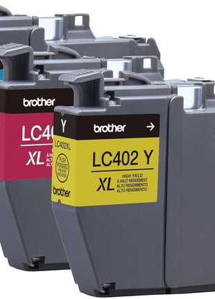Brother Genuine LC402XL 3PK 3 Pack of High Yield Cyan, Magenta and Yellow Ink Cartridges, Black