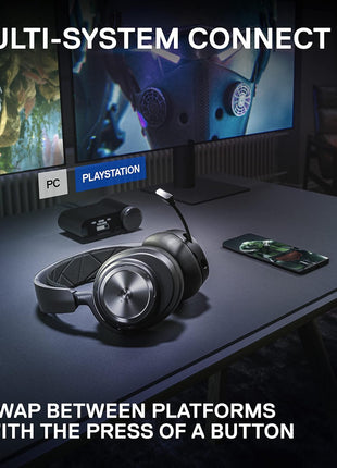 SteelSeries Arctis Nova Pro Wireless Multi-System Gaming Headset - Premium Hi-Fi Drivers - Active Noise Cancellation - Infinity Power System - Stealth Retractable Mic - PC, PS5/PS4, Switch, Mobile