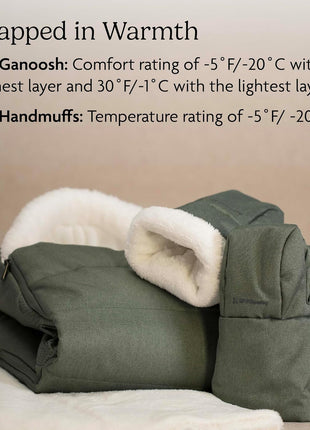 UPPAbaby Cozy V2 Bundle, Includes CozyGanoosh 2-in-1 Seasonal Footmuff and CozyHandmuff, Easily Attaches to Stroller, Ultra-Plush Zip-Out Liner, Weather-Repellent - Evelyn (Meadow Green)