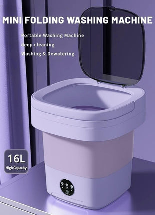 Portable Washing Machine, Mini Washer,16L Upgraded Large Capacity Foldable Washer.Deep Cleaning of Underwear, Baby Clothes and Other Small Clothes.Suitable for Apartments, Dormitories, Hotels.(Purple)