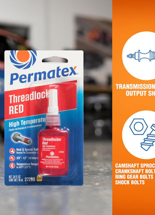 Permatex 27200 Hiigh Temperature Threadlocker Red, 10 ml