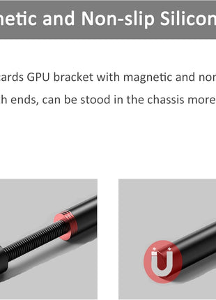 Graphics Cards GPU Brace Support Adjustable Height 49mm-80mm Video Cards Sag Holder Bracket Stand with Magnetic Black