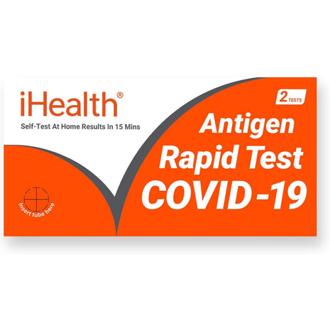 iHealth COVID-19 Antigen Rapid Test, 1 Pack, 2 Tests Total, FDA EUA Authorized OTC at-Home Self Test, Results in 15 Minutes with Non-invasive Nasal Swab, Easy to Use & No Discomfort
