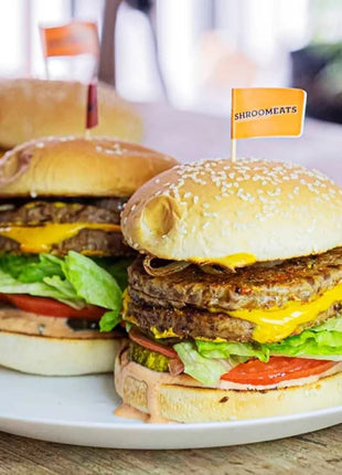 Vegan Shroomeats Mushroom Burger Patties - High Protein Meat Substitute from Shiitake Mushrooms - Non-GMO, 8 Allergens-Free Plant Based Burger Patties - Nutritious, and Delicious Vegan Meat - 8.0 Oz - x2 patties