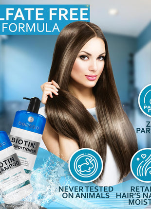Biotin Shampoo and Conditioner Set - Sulfate and Paraben Free Treatment for Men and Women - Hair Thickening Volumizing Products to Help Boost Thinning Hair with Added Keratin