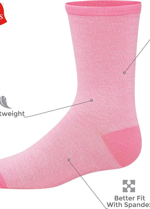 Hanes Girls' Big Ultimate Fashion, Lightweight Stretch Crew Socks, Assorted 10-Pair Pack, Small, Pink/Grey/Blue/Lavender, Medium
