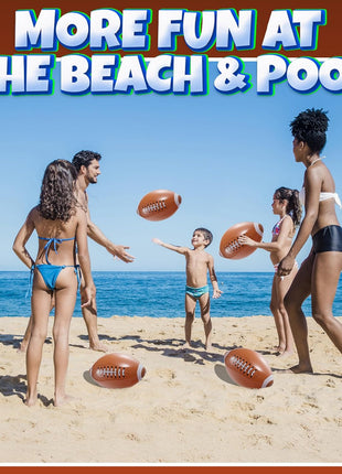 Bedwina 12-Pack 16" Inflatable Footballs for Football Party Decorations & Party Favors – Blow-Up Sports-Themed Beach Balls for Game Day & Birthday Supplies, Goodie Bag Stuffers