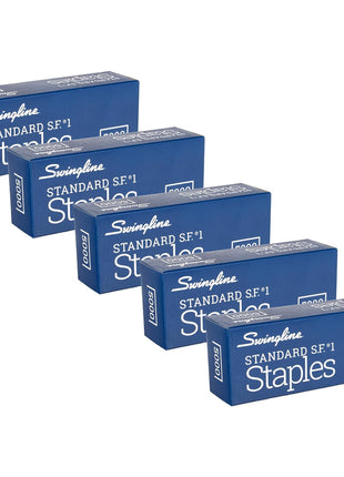 Swingline Staples, 5 Pack, Standard Staples for Desktop Staplers, 1/4 inch Length, 210/Strip, 5000/Box (35101)
