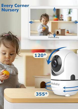 HelloBaby Baby Monitor 6" World First IPS Screen 30H Battery, Secure No WiFi, Pan Tilt Video Camera with Night Vision, VOX, 2-Way Talk, 1000ft, Portable Video Audio Monitor Ideal for Mom, Elderly, Pet